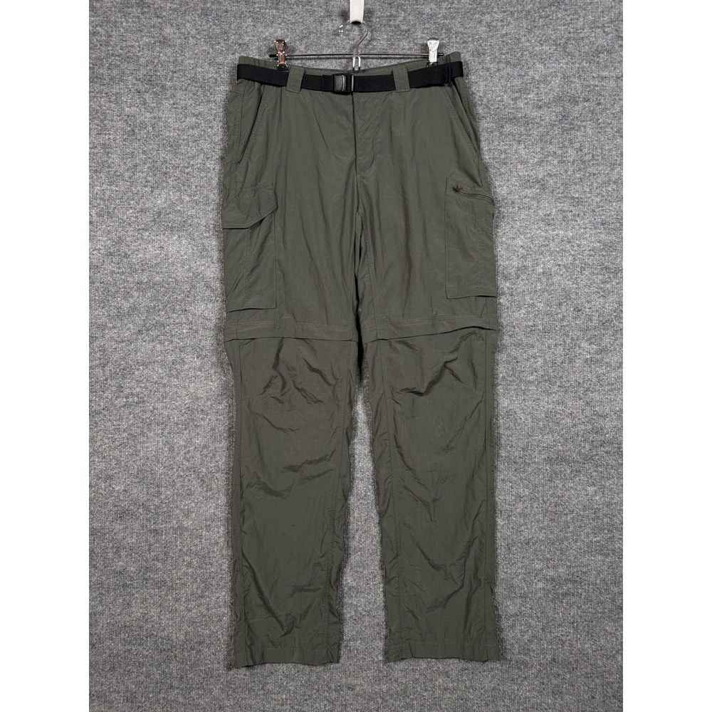 Columbia Mens 34‎ Cargo Pants Gray Nylon Straight Hiking Pockets Belted Outdoors